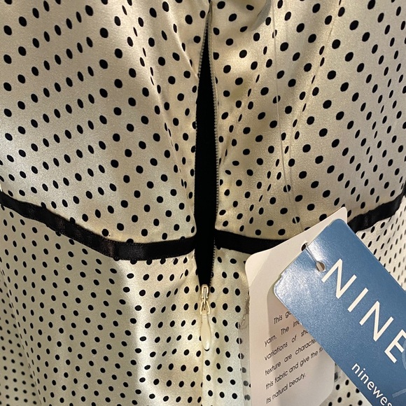 Nine West Camisole Tank Silk Lace Sequins Polka Dots Zipper Black Cream Size 8 - Picture 12 of 13